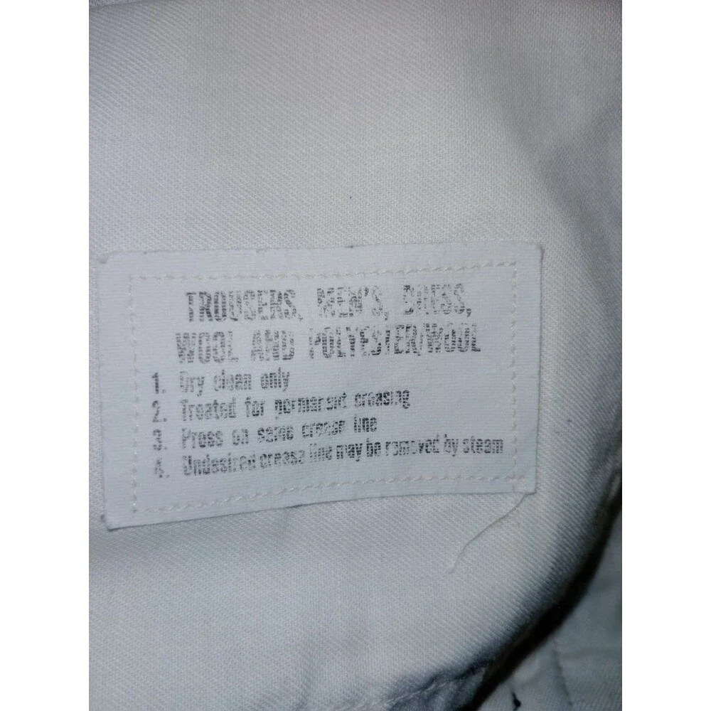 Military Dress Uniform Pants Green w/ Black Stripe Size 35L Wool Blend